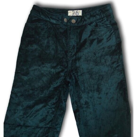 We The Free Sweet Jane Neptune Green Velvet Skinny Pants Size: 26 - Picture 2 of 5
